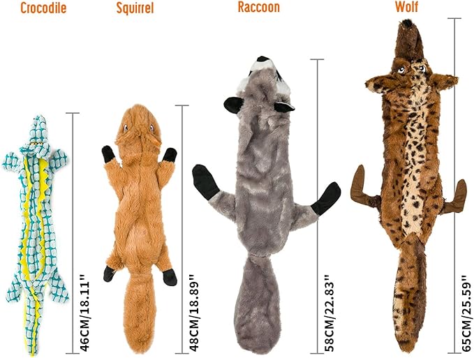 AZSSMUK Dog Squeaky Toys No Stuffing, Pet Toy with Durable Double Layer Fabric with Two Squeakers for Small Large Breeds Chew Toys Set (4PCS)
