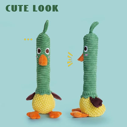 Nocciola 2 in 1 Duck Dog Toy with a Large Rubber Squeaker - Tough Durable Stuffed Squeaky Crinkle Chew Toys for Aggressive Chewers, Medium and Large Breeds