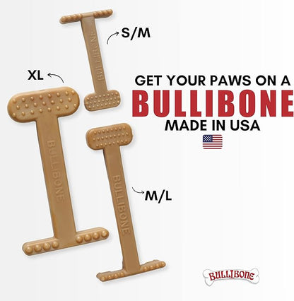 Bullibone Nylon Dog Chew Toy for Aggressive Chewers - Dental Hygiene Bone with Beef Flavor, Durable Tough Chew Toys for Extra Large Dogs, Indestructible Dog Bone - Single