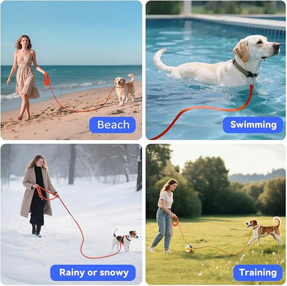 Waterproof Long Leash for Dogs Training 16FT/20FT/30FT/50FT/100FT, Long Dog Leash Heavy Duty Lead for Large Medium Small Dogs Outside Walking, Playing, Camping, or Yard(Orange 20FT)