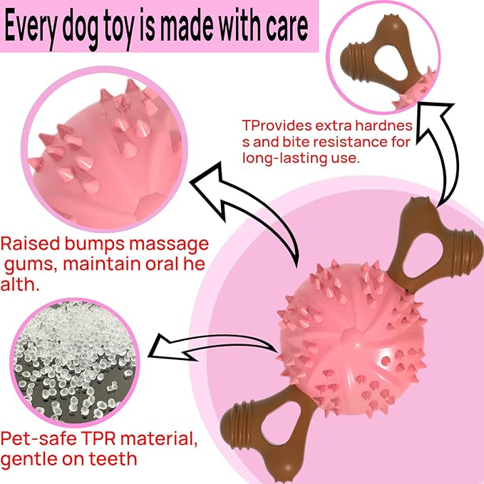 sidaeren Dog Toys,Hybrid Dog Chew Toy for Aggressive Chewers, 2-in-1 Durable Wood-Plastic Bone & TPR Spike Ball, Natural Wood Scent, Integrated Safe Design for 20-100 lbs Medium Large Breeds