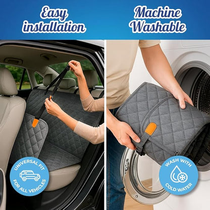 Ruff & Stuff Dog Car Seat Hard Bottom Cover for Back Seat Up to 170lbs | for All Vehicles | Waterproof Scratch-Resistan (Gray) (Gray)