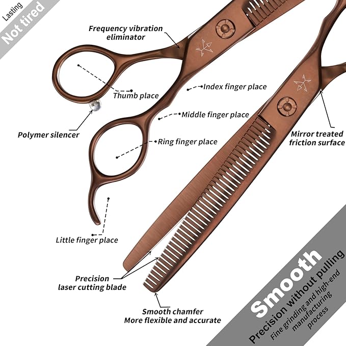 High-end Professional Dog Grooming Thinning Scissors Teeth Cutting Blending Shears Pet Texturizing Shears 7 Inch Extremely Very Sharp Stainless Steel Alloy For Cat Other Animals Groomer