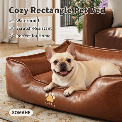 Orthopedic Dog Beds for Small Medium Dogs, Waterproof Pet Bed with Sides, Durable Pet Bed Puppy Bed with Anti-Slip Bottom 24 × 18 × 9 inch Black