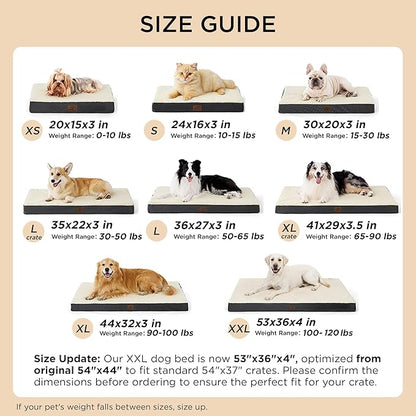 Bedsure Large Dog Bed for Crate - Comfy Flat Pet Beds with Removable Washable Cover, Orthopedic Egg Crate Foam Crate Mat, Suitable for Pet Up to 50 lbs