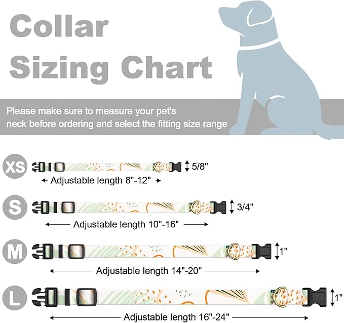 Rnivvi Dog Collar for Large Dogs, Cute Boho Heavy Duty Adjustable Puppy Collar with Quick Release Buckle for Girl & Female, Pet Accessories for Walking Running, L Length 1" Width, Tropical Leaves