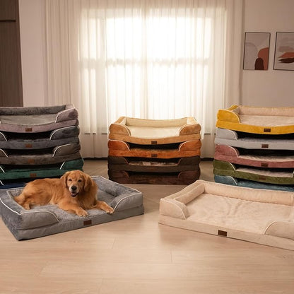 Comfort Expression Orthopedic Dog Bed for Medium Dogs 30x20 Inch, Waterproof Supportive Egg Crate Foam Medium Pet Bed with Removable Bolsters, Dog Couch with Washable Cover & Non-Slip Bottom, Emerald