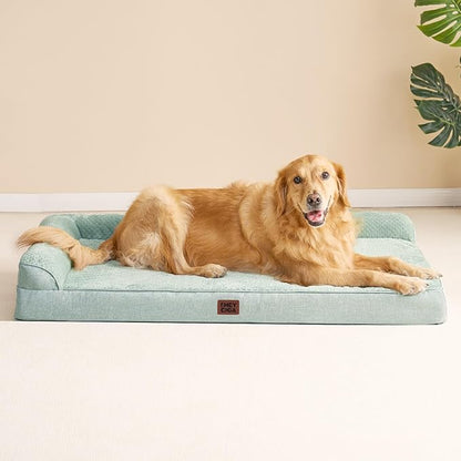 EHEYCIGA XL Dog Bed Memory Foam for Crate, Extra Large Dog Bed Orthopedic with Washable Removable Cover, Waterproof Pet Sofa Couch XLarge Size Dogs, 41x27x6.5, Greyish Green