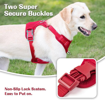 No Pull Dog Harness for Small Medium Large Dogs - Adjustable 2 Layer Mesh Dog Vest with Dual Clip, Escape Proof, Quick Release, Lightweight Breathable Mesh for Walking Hiking (Burgundy Red,XS)