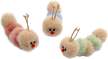 Jumpaws Interactive Natural 3 PK Catnip Toy, with Rattle, Bite Resistant, for All Ages Indoor Cat, Soft Caterpillar Toys, Fluffy Kitten Toy