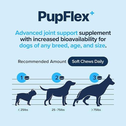 PupFlex+ Hip and Joint Supplement Dogs, Vet Created Soft Chews w/UC-II® Collagen, CurcuVET® & Omega 3 - UC-II Collagen More Effective Than Glucosamine Chondroitin, Dog Joint Supplement (60 ct)