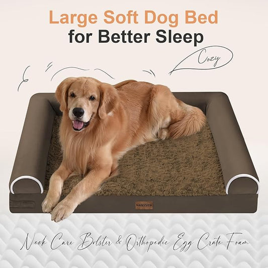Small Dog Bed Orthopedic Washable: Beds Bolster Small Sized Dogs Cats Bed Egg Crate Foam Couch Sofa Waterproof with Removable Cover - Dark Coffee