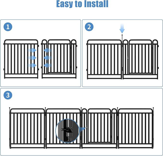 New Thickened Version Dog Playpen, 32 Inch Dog Fences for The Yard, Portable Outdoor Dog Playpen for Large/Medium/Small Dogs, Foldable Metal Dog playpen, with Doors (40 Panels, 32 Inch)