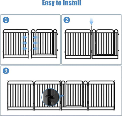 New Thickened Version Dog Playpen, 32 Inch Dog Fences for The Yard, Portable Outdoor Dog Playpen for Large/Medium/Small Dogs, Foldable Metal Dog playpen, with Doors (32 Panels, 32 Inch)