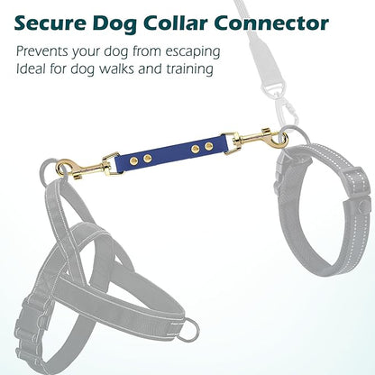 PetBonus Dog Collar Safety Clip, Waterproof Backup Safety Strap for Dog Harness to Prong Collar, Odor Proof Double Ended Clasp Leash Connector for Training Walking (Blue)