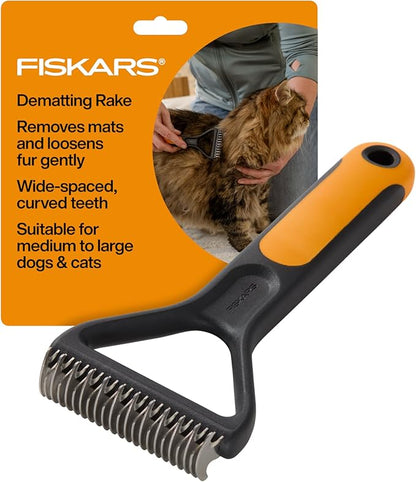 Fiskars Pet, Cat and Dog Brush, Fine Bristles & SoftGrip Handle for Gentle Grooming and Deshedding, Cat and Dog Supplies, Orange/Black