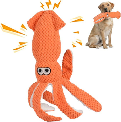 SUNKYPUP Large Plush Squeaky Dog Toy - Durable Stuffed Chew Toy for Small, Medium, Large Dogs and Puppies (Orange)