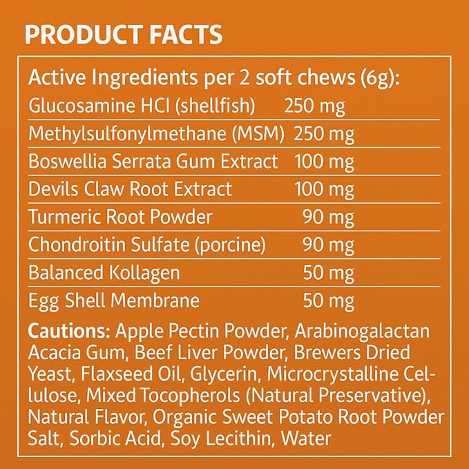 Running K9 Hip & Joint Soft Chews for Dogs – Glucosamine, MSM, Turmeric & Collagen – Joint Support Supplement for Mobility, Flexibility & Comfort – 60 Count – Made in USA