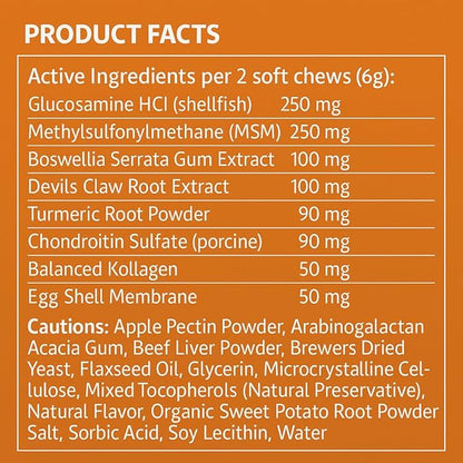 Running K9 Hip & Joint Soft Chews for Dogs – Glucosamine, MSM, Turmeric & Collagen – Joint Support Supplement for Mobility, Flexibility & Comfort – 60 Count – Made in USA