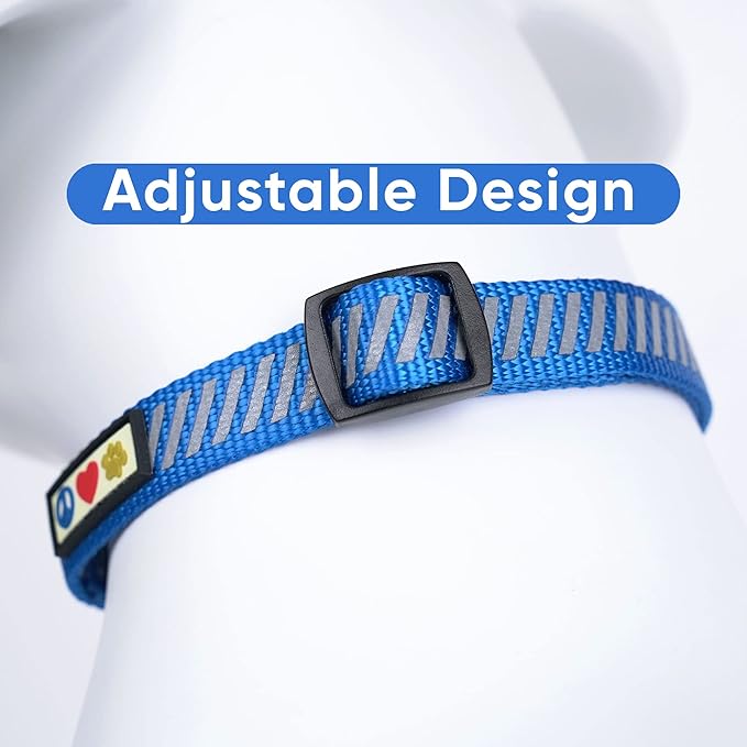Pawtitas Reflective Dog Collar Reflective Thread Reflective Dog Collar Personalized Name Phone Number Adjustable Collar for Small Dogs Extra Small Puppy Blue Dog Collar Extra Small Breeds
