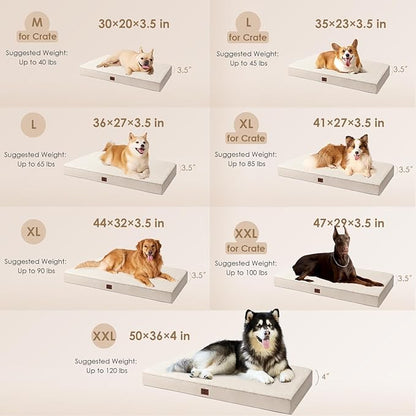 EHEYCIGA Orthopedic XXL Dog Beds for Jumbo Dogs with Removable Washable Cover,Camel, 50x36