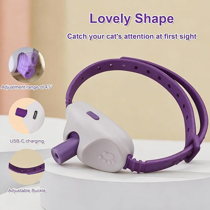 Walfront Cat Toys for Indoor Cats, Purple Light-Up Interactive Collar with Automatic Motion, Adjustable Fit 9.1–13.4"(23–34cm) USB Rechargeable 2 Modes, Home Alone Cats, Engaging Playtime