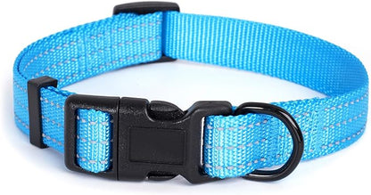 Mile High Life Dog Collar | Nylon Reflective Dog Collars | Light Weight Puppy Collars | Dark Blue Dog Collars for Small Dogs (Dark Blue, Small)