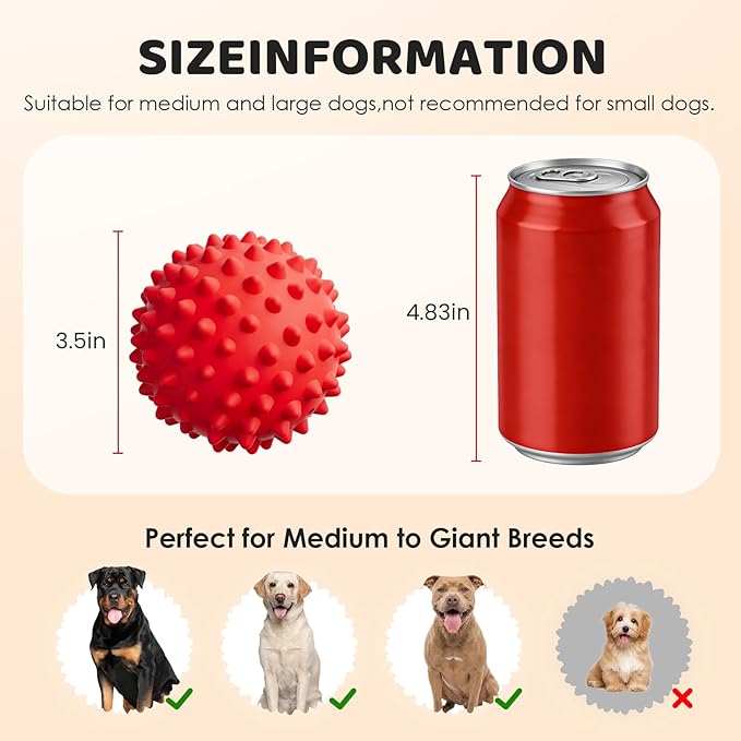 Apasiri Beef-Flavored Durable Dog Ball for Aggressive Chewers, Tough Squeaky Rubber Toy for Pitbulls Large & Medium Breeds