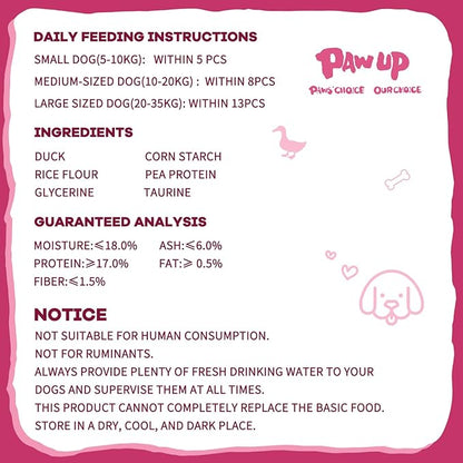 PAWUP Duck Dog Treats, Calcium Bones Chews, Rawhide Free, Natural Snacks for Samll Dog w/Taurine,12.5 oz