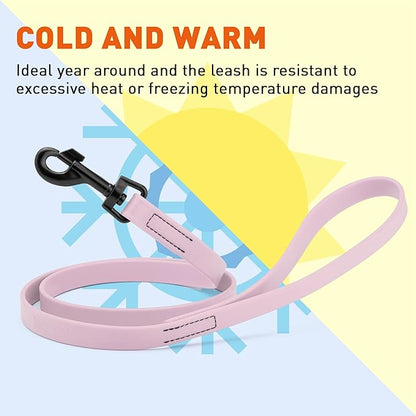 Dogline Biothane Waterproof Dog Leash Strong Coated Nylon Webbing with Black Hardware Odor-Proof Easy to Clean High Performance for Small or Large Dogs Made in USA 4 or 6 ft Lead, Pastel Purple