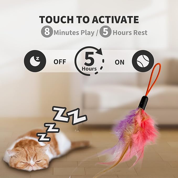 PANRIO Interactive Cat Toys for Indoor Cats, Automatic Hanging Door Feather Toy Mouse & Ribbon Wand Teaser,USB-Rechargeable Self Play Chase Exercise Feather Toys for Bored Indoor Adult & Kitten Cats