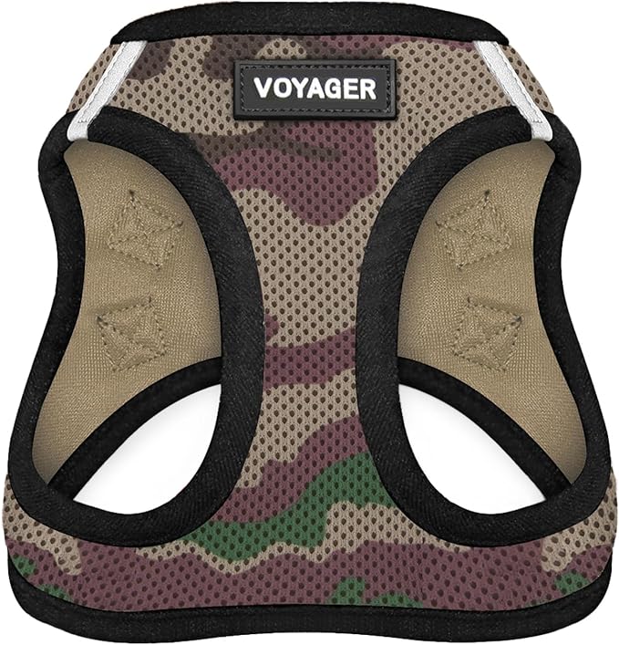 Best Pet Supplies Voyager Step-in Air Harness - All Weather Mesh, Reflective, No Pull Harness for Dogs, Cats - Secure with Hook & Loop Fastener, Buckle, Double D-Rings - Army/Black Trim, XXXS