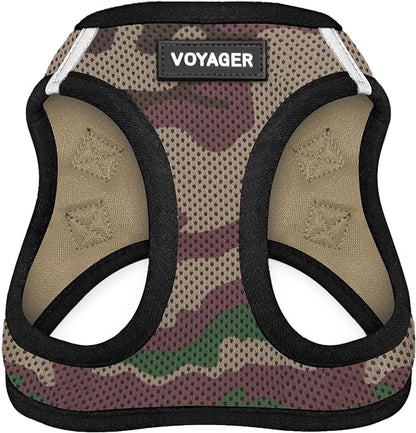 Best Pet Supplies Voyager Step-in Air Harness - All Weather Mesh, Reflective, No Pull Harness for Dogs, Cats - Secure with Hook & Loop Fastener, Buckle, Double D-Rings - Army/Black Trim, S