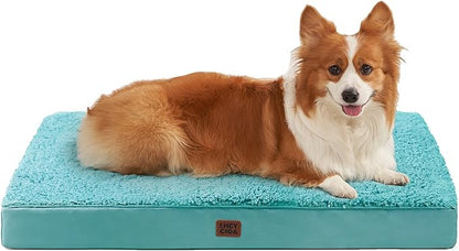EHEYCIGA Orthopedic Dog Beds for Large Dogs with Removable Washable Cover for Crate, Turquoise Blue, 35x23