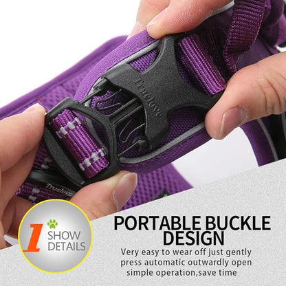 JUXZH Truelove No Pull Dog Harness with Easy Control Handle and 2 Leash Attachments,Reflective Adjustable Pet Vest