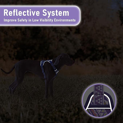 No Pull Dog Harness with 2 Metal D-Rings, Easy on/Off Dog Vest with Neck Buckle, No Need Over Head, Easy Walk Escapeproof No Choke Reflective Breathable, Harness for Large Dogs