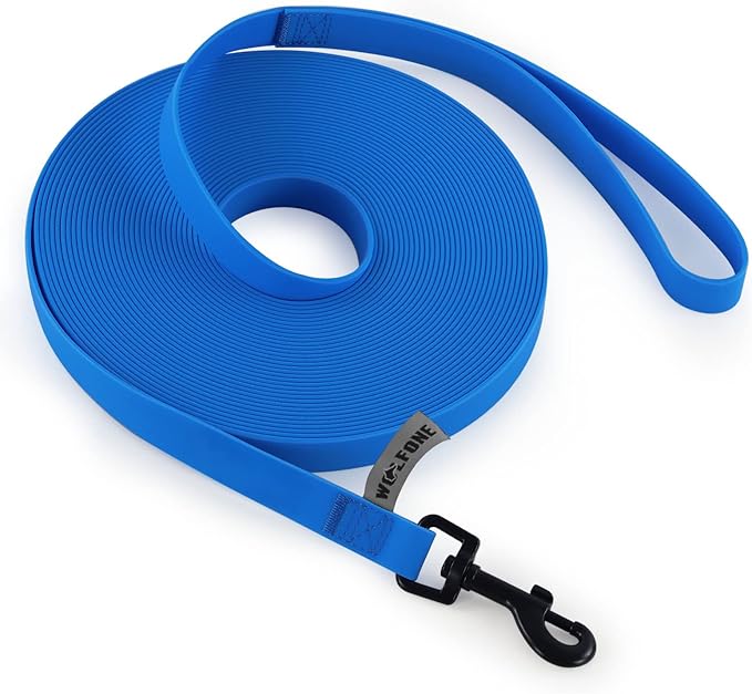 Wolfone 40ft Blue Long Leash - Waterproof Training Dog Leash for Recall, Swimming, Camping, Beach, Hunting, Walking