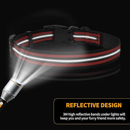 Mile High Life Reflective Dog Collar | Nylon Pet Collars wiith Buckle | Light Weight Puppy Collars | Red Dog Collars for Small Dogs (Red, X-S)