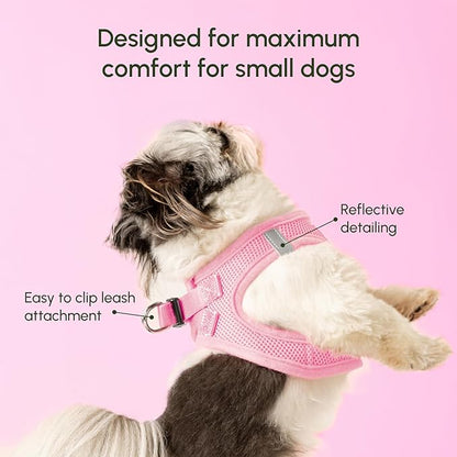 Downtown Pet Supply Step in Dog Harness for Small Dogs - Adjustable, Escape Proof Dog Harness with Reflective Trim - All-Weather, Fast-Drying Padded Mesh Fabric - Baby Pink, XXS
