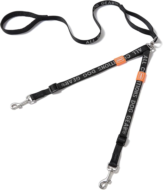 HOWGO Double Dog Leash, No Tangle 360° Swivel, Adjustable Two Padded Handles, Double Clip Dog Leash Coupler Splitter for 30~150 lbs Large and Medium Breeds (Black, 4/5'' x 4.8 FT, Std)