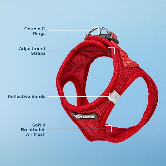 Best Pet Supplies Voyager Step-in Air Harness - All Weather Mesh, Reflective, No Pull Harness for Dogs, Cats - Secure with Hook & Loop Fastener, Buckle, Double D-Rings - Red, S