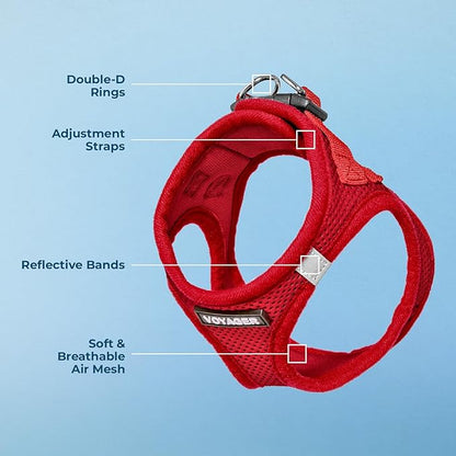 Best Pet Supplies Voyager Step-in Air Harness - All Weather Mesh, Reflective, No Pull Harness for Dogs, Cats - Secure with Hook & Loop Fastener, Buckle, Double D-Rings - Red, S