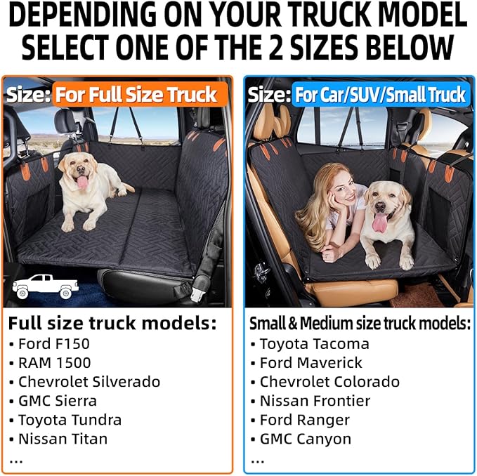 YJGF Dog Back Seat Extender for Truck,Truck Seat Cover Back Seat,Dog Hammock for Truck,Pet Seat Covers for Dogs,Hard Bottom Seat Extender for Dogs(Black,for Full Size Truck)