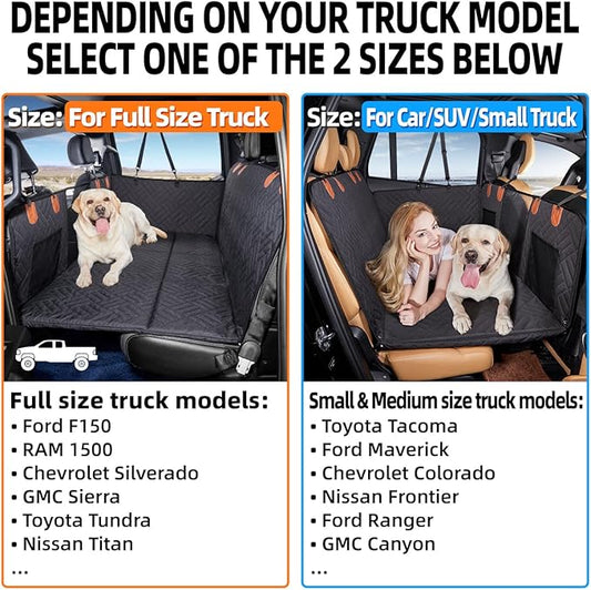 YJGF Dog Back Seat Extender for Truck,Truck Seat Cover Back Seat,Dog Hammock for Truck,Pet Seat Covers for Dogs,Hard Bottom Seat Extender for Dogs(Black,for Full Size Truck)