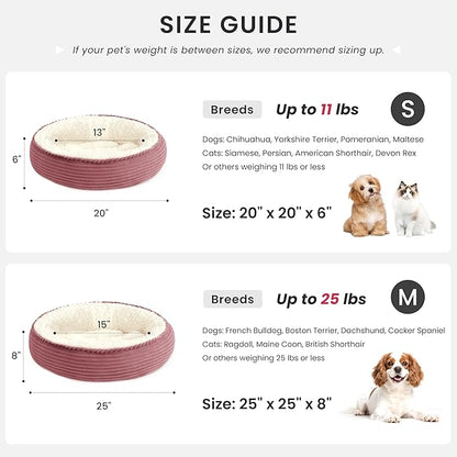 Love's cabin Round Donut Cat and Dog Cushion Bed, 20in Pet Bed for Cats or Small Dogs, Anti-Slip & Water-Resistant Bottom, Super Soft Durable Fabric Pet beds, Washable Luxury Bed Dusty Rose Stripe