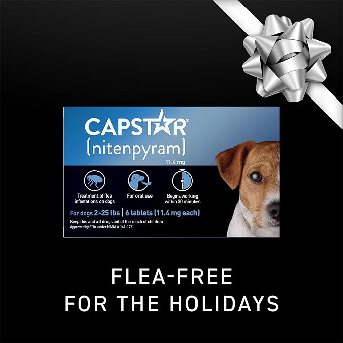Capstar (Nitenpyram) Fast-Acting Oral Flea Treatment for Dogs 2-25 Lbs, Vet-Recommended Medication Tablets, Flea Tablets for Dogs Start Killing in 30 Minutes, 12 Doses