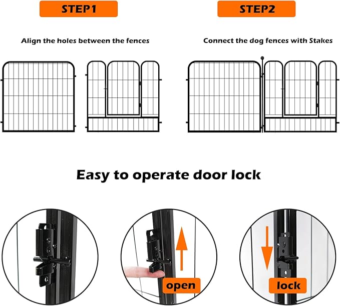 FOUWICK Dog Playpen Designed for Dogs, 32 inch 10 Panels.Perfect Dog Pen for Camping, Yard, RV, Garden Fence, Black (Black, 32inch, 10)