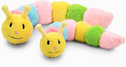 Flourish Pets 3 in 1 Multi-Layer Chew Toy for Active Dogs | Non-Toxic BPA Free Double Stitched Soft Fabric Exterior Dog Toys | Long-Lasting Dog Plush Toys - Large Caterpillar (30″)