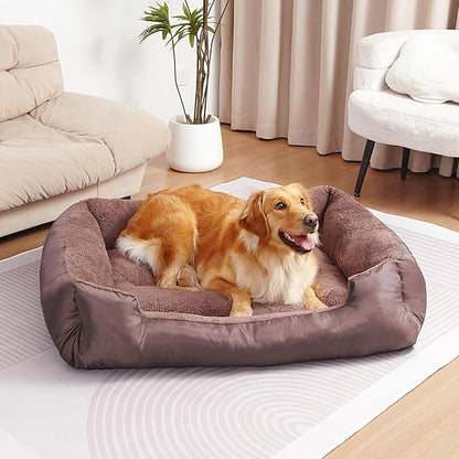 Dog Beds Large Sized Dog - Extra Thick Supportive Dogs Couch, Extra Large Comfort Pet Bed Sofa with Soft Plush Sherpa and Nonskid Bottom