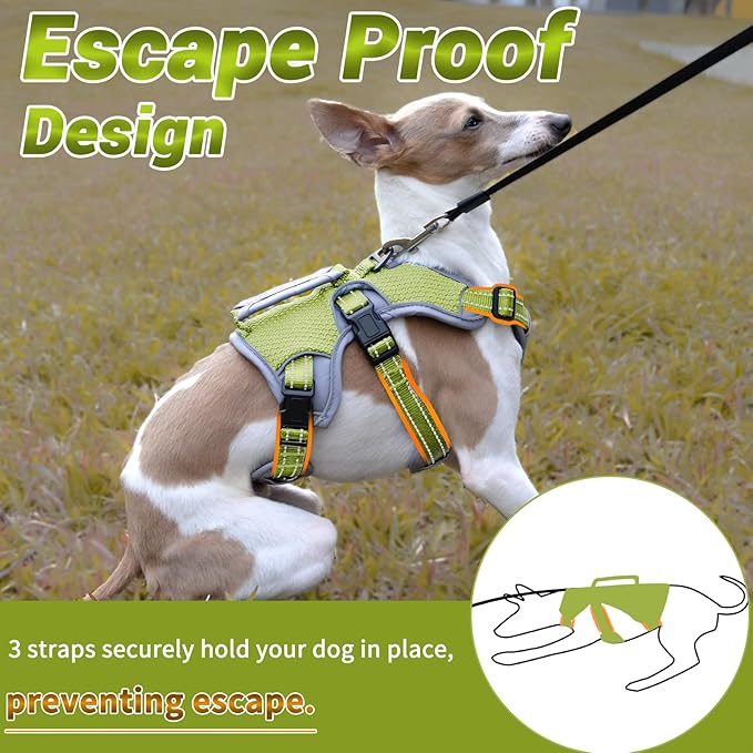 BELPRO Multi-Use Support Dog Harness, Escape Proof No Pull Reflective Adjustable Vest with Durable Handle, Dog Walking Harness for Big/Active Dogs (Green, XL)